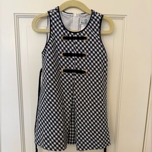 Florence Eiseman Navy and White Checkered Dress with Velvet accent
